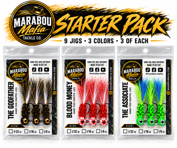 The Starter Pack – 9 Hand-Tied Crappie Jigs